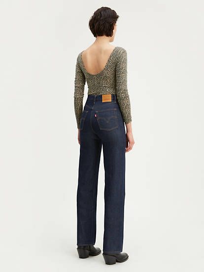 Ribcage Full Length Jeans - Dark Wash | Levi's® CA Levi’s Ribcage Straight Jeans Outfit, Levi’s Ribcage Jeans, Straight Jeans Outfit, Uzun Boy, Ribcage Jeans, Full Length Jeans, Harajuku Outfits, Fashion Goals, Tapered Pants