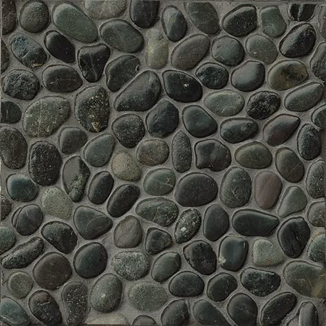 Pebble Rock Random Sized Stone Pebble Tile in Hitam Porch Tile Ideas, River Rock Bathroom, River Rock Tile, Rock Backsplash, Pebble Shower, Pebble Shower Floor, Stone Tile Texture, Landscape Architecture Presentation, Fancy Tile