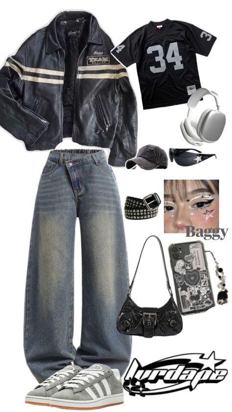 Baggy Baggy Party Outfit, Baggy Punk Outfits, Grunge Y2k Outfits Baggy, 2000s Baggy Outfits, Baggy Outfit Ideas For Women, Cute Outfits With Baggy Jeans, Baggy Clothes Outfit 90s, Baggy Clothes Y2k, Baggy 90s Outfit