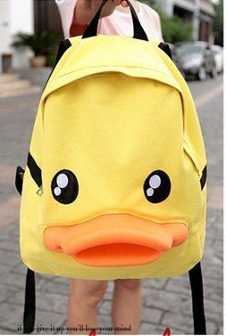 Cute Duck School Bag Canvas Unisex Backpack Duck Backpack, Lace Backpack, Rubber Bags, Backpack Diy, College Backpacks, School Rucksack, Cool Backpack, Backpack College, Girls Backpack