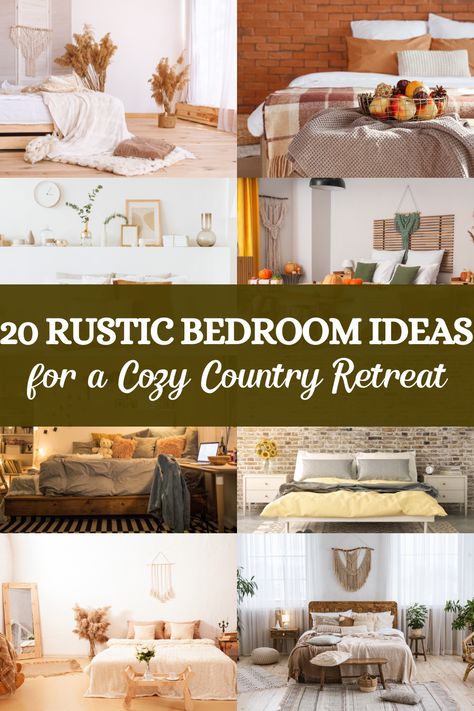 Transform your space with cozy rustic country bedroom decor ideas! #CountryCharmDecor #RusticRetreatIdeas #FarmhouseBedroomVibes #CozyRusticStyle #CountryLivingInspo #RusticAestheticBedroom #FarmhouseDecorGoals #WarmAndRustic #RusticCozyVibes #ChicCountryStyle #BedroomInspoIdeas #RusticEleganceDecor #CountryStyleSpaces #CozyFarmhouseLiving #RusticRoomGoals #FarmhouseComfortIdeas #CountryChicBedrooms #RusticLivingInspo #FarmhouseDecorTrends #CozyRusticRetreat Country Rustic Bedroom Ideas, Country Bedroom Decorating Ideas, Rustic Country Bedroom, Rustic Country Bedrooms, Rustic Elegance Decor, Rustic Farmhouse Bedroom Ideas, Country Chic Bedroom, Farmhouse Decor Trends, Rustic Farmhouse Bedroom