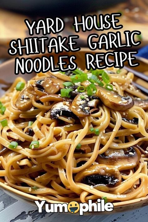 Yard House Shiitake Garlic Noodles Recipe (1) Favorite Garlic Noodles Allrecipes, Garlic Noodles Yard House, Shiitake Garlic Noodles Yard House, Shitake Noodles Recipes, Shiitake Noodle Recipes, Yard House Garlic Noodles, Yard House Garlic Noodles Recipe, Lemon Crunch Cake Recipe, Shiitake Noodles