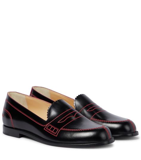 Christian Louboutin Loafers, Louboutin Online, Mid Heels Pumps, Louboutin Shoes, Penny Loafers, Leather Loafers, Christian Louboutin Shoes, Black And Navy, Loafers Men