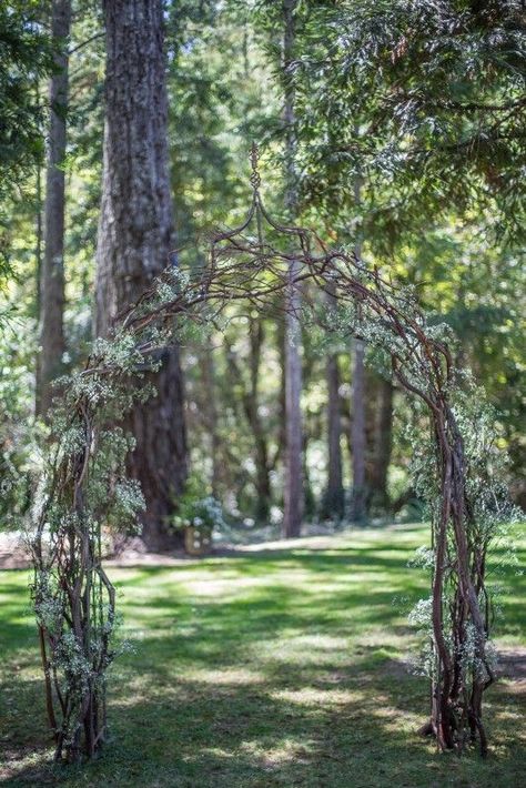 think simple with a wedding arch with brambles of manzanita branches and baby's breath for a natural feel Wedding Arbor Decorations, Branch Arch Wedding, Diy Wedding Arbor, Scandinavian Wedding, Diy Wedding Arch, Manzanita Branches, Reception Entrance, Wedding Arch Rustic, Wedding Arbor