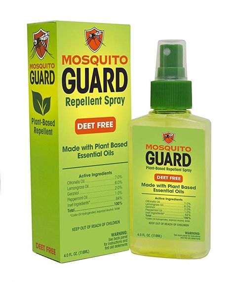 Amazon.com : Mosquito Guard Natural Repellent Spray - Made with Plant Based Essential Oils: Citronella, Geraniol, Lemongrass - 4oz Bottle, Deet Free : Garden & Outdoor Natural Mosquito Spray, Organic Mosquito Repellent, Citronella Spray, Natural Bug Repellant, Mosquito Yard Spray, Bug Repellent Spray, Mosquito Repellent Spray, Bug Repellant, Mosquito Spray