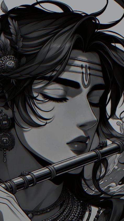 Krishna Wallpaper Anime, Krishna Sketch Aesthetic, Anime Krishna Wallpaper Aesthetic, Anime Krishna Drawing, Krishna Aesthetic Drawing, Krishna Anime Wallpaper, Krishna Bhagwan Drawing, Shree Krishna Paintings, Lord Krishna Wallpapers Hd Wallpaper