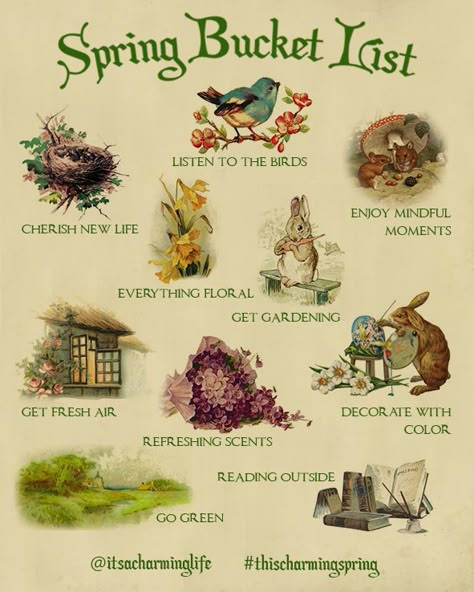 Cottagecore Spring Bucket List - Mindful Tips Cottagecore Things, Spring Bucket List, Spring Equinox, Spring Mood, Cottagecore Aesthetic, Spring Aesthetic, Bucket Lists, Spring Has Sprung, Slow Living