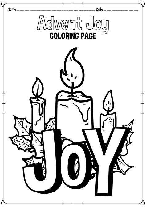 Joy Advent Coloring Pages Advent Coloring Pages For Kids, Advent Worksheets, Advent Candle Colors, Advent Coloring Pages, Advent Art, Advent Crafts, Sunday School Coloring Pages, Christmas Advent Wreath, Advent Ideas