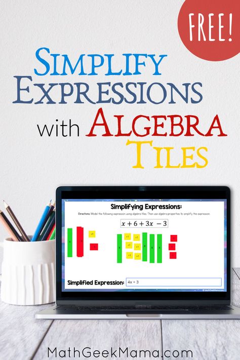 Help your students visualize and make sense of algebraic expressions with this digital algebra tiles activity! Grab the FREE set of google slides to practice simplifying expressions. Click through to learn more and grab the download. Simplify Expressions Visually with Algebra Tiles – DIGITAL Activity Algebra Tiles Activities, Algebra Manipulatives, Factorisation Of Algebraic Expressions, Algebra Tiles, Simplify Expressions, Algebraic Expression, Writing Algebraic Expressions, Easy Math Games, Simplifying Algebraic Expressions