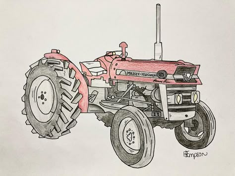 Massey Ferguson Logo, Tractor Sketch, Massey Ferguson 135, Farm Drawing, Tractor Drawing, Massey Ferguson Tractors, Old Tractor, Barn Pictures, Tractor Birthday