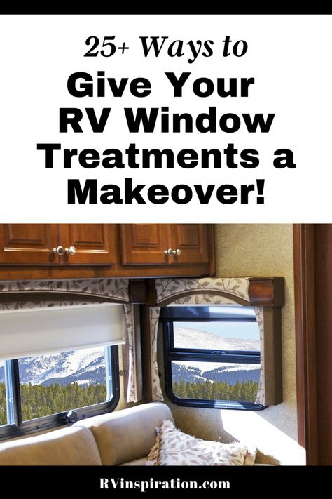 If you're not loving the factory-installed cornices, valances, or curtains in your camper or motorhome, try one of these DIY ideas to give your RV windows a makeover! | #RVcurtains #RVwindowtreatments #RVdecor #RVmakeover Rv Cornice Makeover, Camper Valance Redo, Camper Valance Makeover, Rv Valance Makeover, Rv Walls Makeover, New Camper Decorating Ideas, Camper Window Treatments, Diy Rv Curtains, Rv Window Treatments Ideas