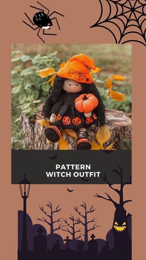 PATTERN WITCH OUTFIT crochet Spring Horse, Giraffe Crochet, Tiny Cats, Snowman Mugs, Crochet Amigurumi Patterns, Witch Outfit, Little Bird, Crochet Patterns Amigurumi, Doll Pattern