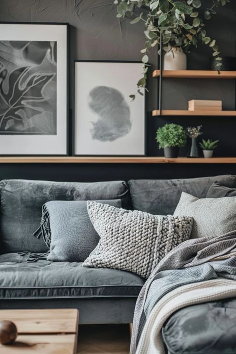 Charcoal Grey Living Room Ideas, Grey And Black Living Room, Black Living Room Ideas, Room Decor Tips, Living Room Decor Tips, Black Living Room Decor, Black Living, Eagle Nest, Grass Decor