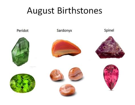 August Birthstones – Spinel, Peridot, and Sardonyx August Stone, August Birthdays, Birth Stones Chart, August Baby, Hello August, August Born, August Birthday, Pink Spinel, Birthstone Colors