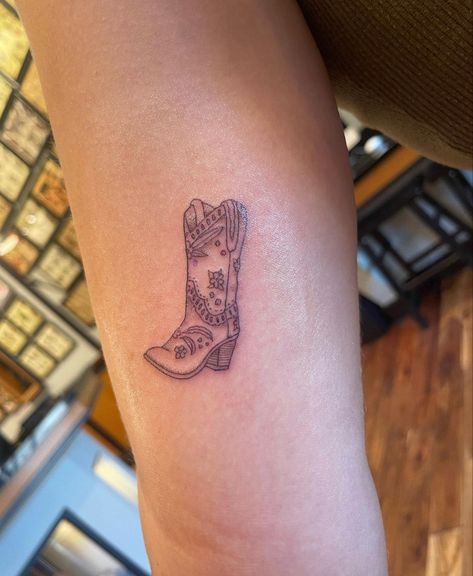 Southern Tattoos, Boot Tattoo, Cowboy Boot Tattoo, Bestie Tattoos, Tiny Tats, Tyler Childers, Lyrics Tattoo, Bestie Tattoo, Western Tattoos