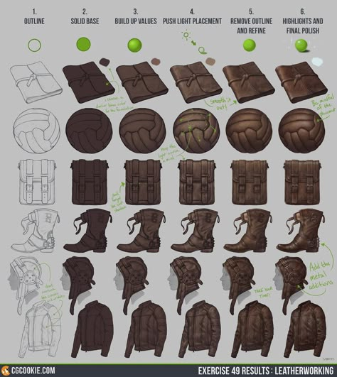 Leather Tutorial, Digital Art Tutorials, Drawing Color, Art Help, Coloring Tutorial, 3d Drawings, Digital Painting Tutorials, Painting Leather, Painting Tutorials