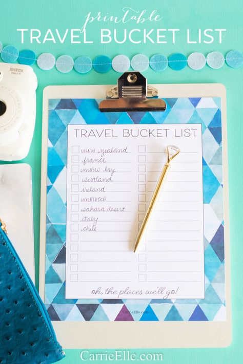 Printable Travel Bucket List CarrieElle.com Travel Bucket List Printable, Free Travel Printables, Bucket List Notebook, Texas Landmarks, Free Organizing Printables, Free Planner Inserts, Printable Bucket List, Bucket List Printable, Usa Travel Map