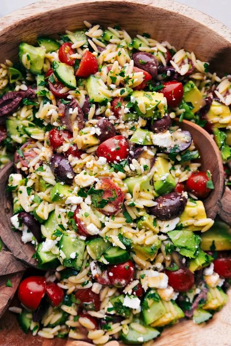 Mediterranean Orzo Salad - Chelsea's Messy Apron Orzo Recipes Side, Mediterranean Orzo Pasta Salad, Teriyaki Chicken Salad, Mediterranean Orzo Salad, Lemon Orzo Salad, Mediterranean Salad Recipe, Mediterranean Orzo, Mediterranean Pasta Salads, Orzo Salad Recipes