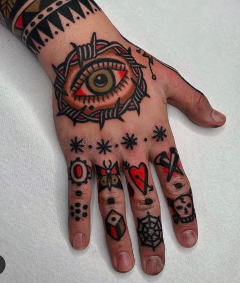 Hand Traditional Tattoo, Traditional Tattoo Elbow, Traditional Tattoo Arm, Traditional Heart Tattoos, Traditional Hand Tattoo, Ink Tattoo Design, Red Ink Tattoo, Red Tattoo Ideas, Engraving Tattoo