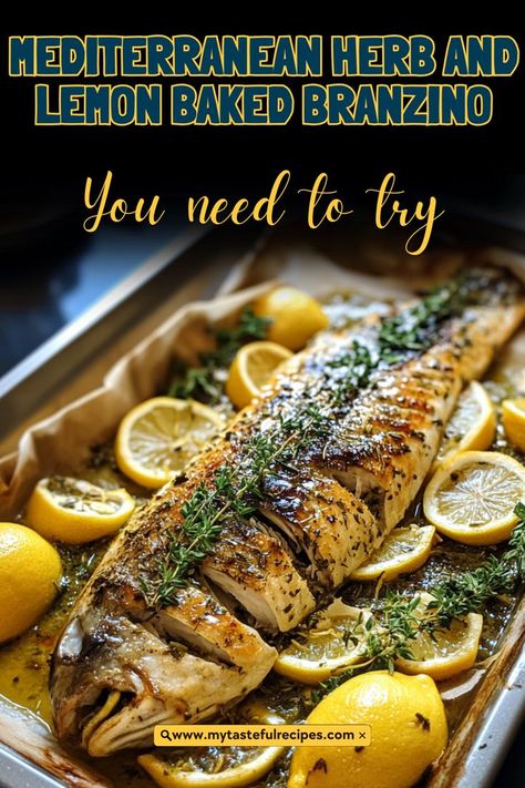 This Mediterranean Herb and Lemon Baked Branzino is a quick and easy recipe that’s packed with flavor. The aromatic herbs and bright lemon bring out the best in this tender, flaky fish. It’s perfect for a weeknight dinner or a special occasion. Branzino Fish Recipe Oven, Branzino Recipe Filet Baked, Lemon Savory Recipes, Branzino Recipe Whole, Baked Branzino Recipe, Bronzino Fish Recipe, Whole Branzino Recipe, Branzino Fish Recipe, Baked Branzino