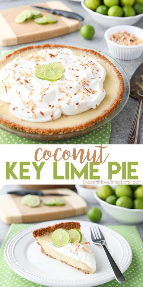 Coconut Lime Pie, Key Lime Filling, European Cakes, Cream Of Coconut, Tropical Desserts, Lime Pie Recipe, Coconut Cheesecake, Keylime Pie Recipe, Lime Cake