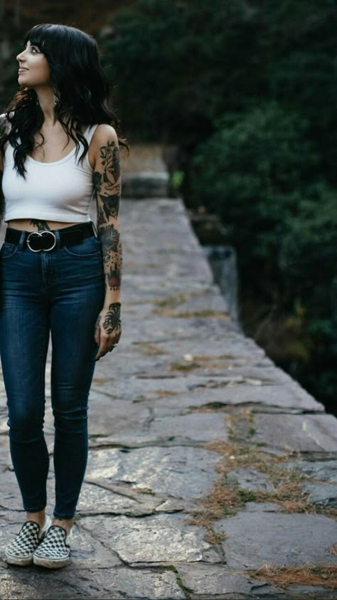 Edgy Mom Style Rocker Chic, Outfits With Tattoos, Emo Mom Aesthetic, Punk Mom Outfits, Alternative Mom Style, Tattoo Appointment Outfit, Spring Alternative Outfits, Rocker Chic Style Summer, Alt Mom Outfits