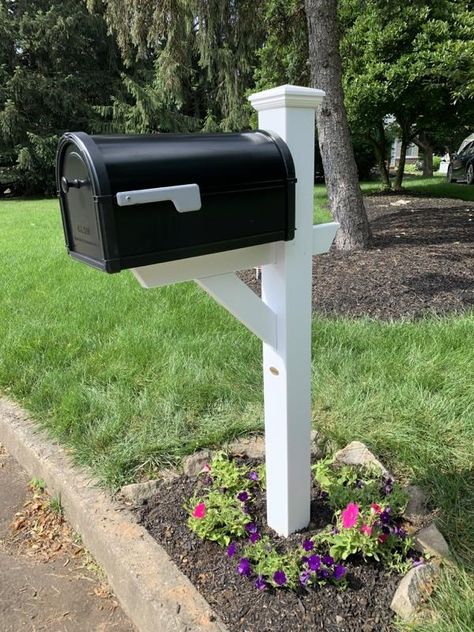 highwood Brown Mount Mailbox Post in the Mailbox Posts department at Lowes.com White Mailbox Post, Mailbox With Post, White Mailbox Ideas, Black Mailbox Ideas, Double Mailbox Post, Mailbox Post Ideas, White Mailbox, Mailbox Flowers, Black Mailbox