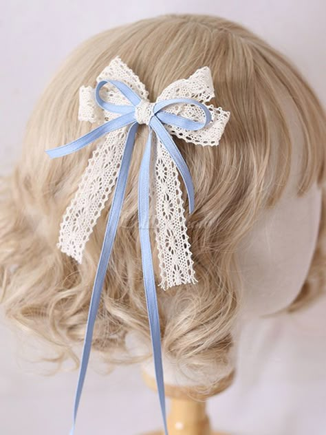 Hair Bows Diy Ribbon, Hair Accessories Ribbon, Diy Hair Accessories Ribbon, Ribbon Crafts Diy, Bows Diy Ribbon, Kawaii Hairstyles, Handmade Hair Bows, Lace Hair, Diy Ribbon