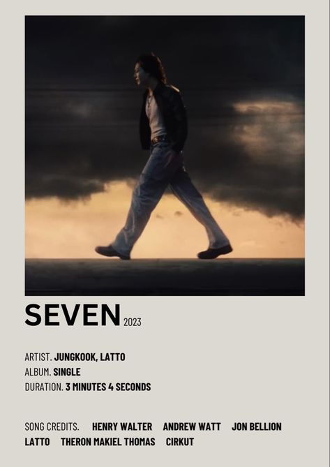 Jungkook New Song Seven Poster, Jungkook Seven Album Poster, Seven Song Jungkook, K Pop Minimalist Poster, Jungkook Seven Poster, Bts Minimalist Poster, Minimalist Poster Music, Seven Song, Kpop Minimalist Poster