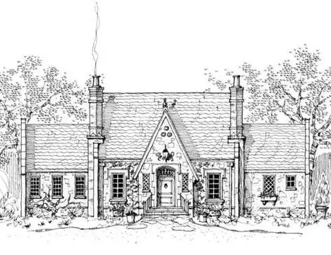 storybook house plans English Cottage Floor Plans, Storybook Cottage House Plans, Sims Blueprints, Storybook House Plan, English Cottage House Plans, Somerset Cottage, House Sketches, Antique Houses, Charles Faudree