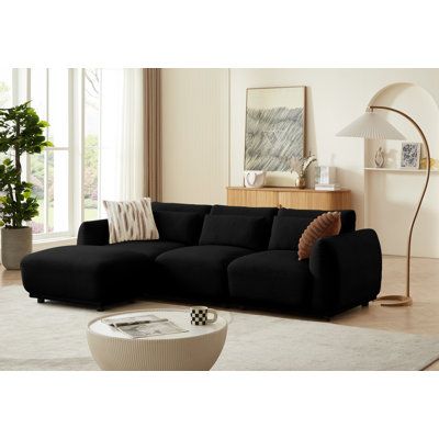 【Flexible & Versatile Sectional Sofa】Form into endless modular or re-arrange into any configuration. If you are fed up with the old combination, change couch flexibly or simply add more modules. Fabric: Black Wool | Black Sectional - Latitude Run® Nasra 2 - Piece Upholstered Sectional Wool | 29.13 H x 99.9 W x 59.43 D in | Wayfair Black Couch Aesthetic, Cozy Couches Living Room, Black Velvet Couch, Black Sectional Living Room, Black Couch Living Room Decor, Black Couch Living Room, Black Sofas, Affordable Sectional Sofa, Black Couch