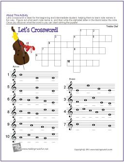 FREE Treble Cliff Crossword Puzzle Music Crossword, Free Music Theory Worksheets, Name Worksheets, Music Flashcards, Piano Worksheets, Music Education Lessons, Music Theory Games, Cross Word, Music Math