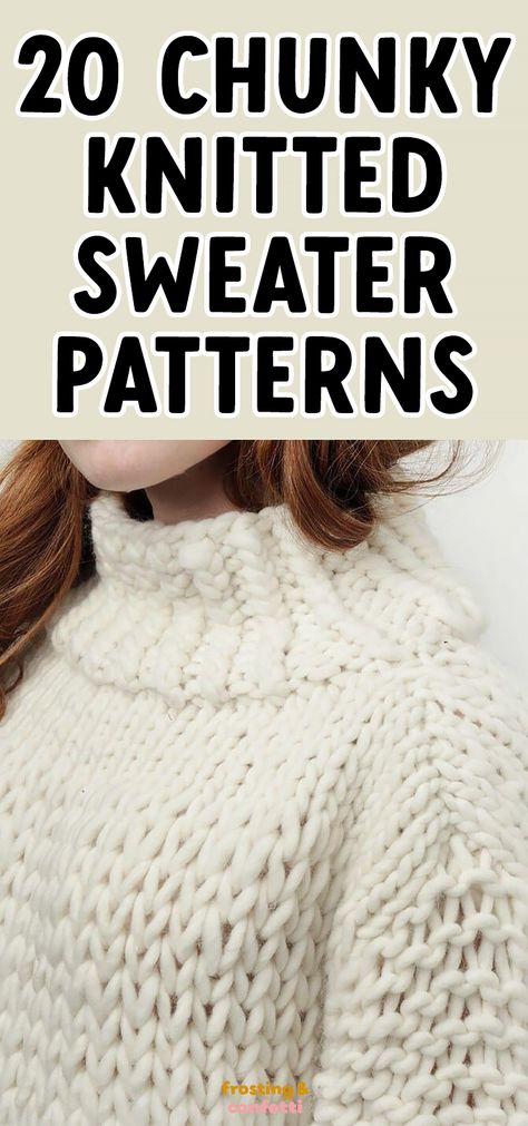 If you're looking for a cozy winter look, you'll love these chunky oversized knit sweater patterns. Perfect for snuggling up on a cold day. Super Chunky Sweater Knitting Pattern, Easy To Knit Sweaters, Chunky Jersey Free Pattern, Super Chunky Sweater, Chunky Knit Jumper Pattern, Thick Knitted Sweater, Super Bulky Knitting Patterns Free, Chunky Knitted Sweaters Pattern Free, Knitting For Beginners Patterns Sweaters