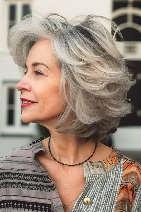 Short Gray Hair With Lowlights Over 50, Trending Haircuts For Women, Gray Hairstyles, Wedge Hairstyles, Stacked Hair, Layered Bobs, Blow Dry Hair, Spiked Hair, Hair Gray