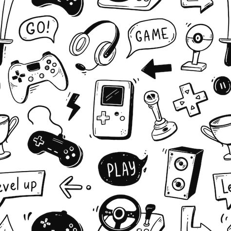 Gamer Drawing, Game Controller Art, Video Game Drawings, Doodles Games, Paint Games, Gambling Art, Doodle Tattoo, Gaming Tattoo, Art Drawing Ideas