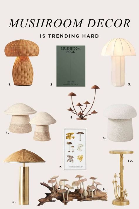 Round up of the mushroom decor that is trending in 2023 Eclectic Modern Decor, Mushroom Room Decor, Modern Vintage House, Mushroom Bedroom, Design Home Modern, Cozy Home Interior Design, Vintage House Interior, Modern Cozy Home, Cozy Neutral Living Room