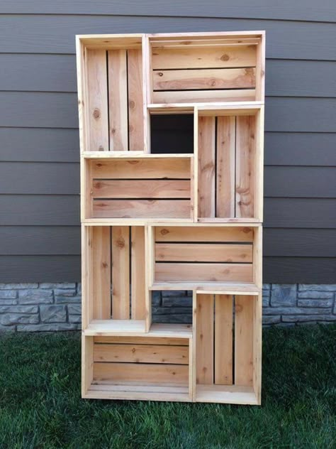 Wood Craft Ideas, Crate Shelves, Craft Booth Displays, Recycled Projects, Beginner Woodworking Projects, Wood Plans, Diy Home Furniture, Woodworking Plan, Wood Crates