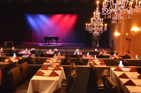 A view of our stage here at the Encore Dinner Theatre. Dinner Theater, Feeding The Soul, Diner Party, Solo Date, Dinner Theatre, Writing Projects, Live Theater, Comedy Club, Downtown Disney