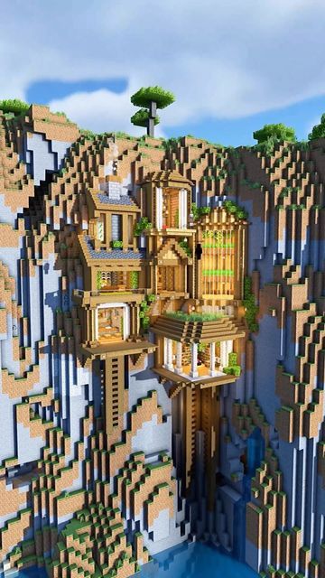 Waspy on Instagram: "Survival cliff house built with @airtugmc huge help with interiors from @buildsbyara_ what do you guys think of this build!? Comment below❤️ 🟩 SPONSOR 🟩 Thank you to ApexHosting for sponsoring the Bakery Builders Host premium minecraft servers with ApexHosting #minecraft #minecrafter #minecraftpc #mcpe #minecrafters #minecraftbuild #minecraftbuilds #minecraftpe #minecraftonly #minecraftmemes #minecraftserver #minecraftersonly #mcpe #gaming #minecraftmeme #minecraftpocke Minecraft Spruce Base Ideas, Base In Mountain Minecraft, Minecraft House Ideas Spruce, Beautiful Minecraft Houses, Mountain Minecraft Houses, Wood Minecraft House Ideas, Minecraft House Ideas Wood, Minecraft Cliff Base, Simple Minecraft House Ideas