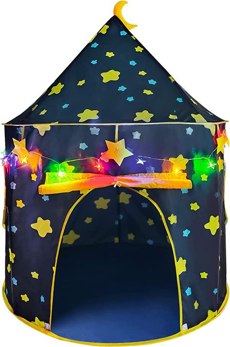 Amazon.com: LotFancy Play Tent for Boys, with Star Lights and Storage Carrying Bag, Pop Up Play Tent House for Kids Toddlers, Indoor and Outdoor Use, Foldable, Portable, Blue : Toys & Games Tent House For Kids, Baby Play House, Toddler Outdoor Play, Toddler Tent, Pink Tent, Teepee Play Tent, Star String Lights, Toddler Outdoor, Kids Teepee Tent