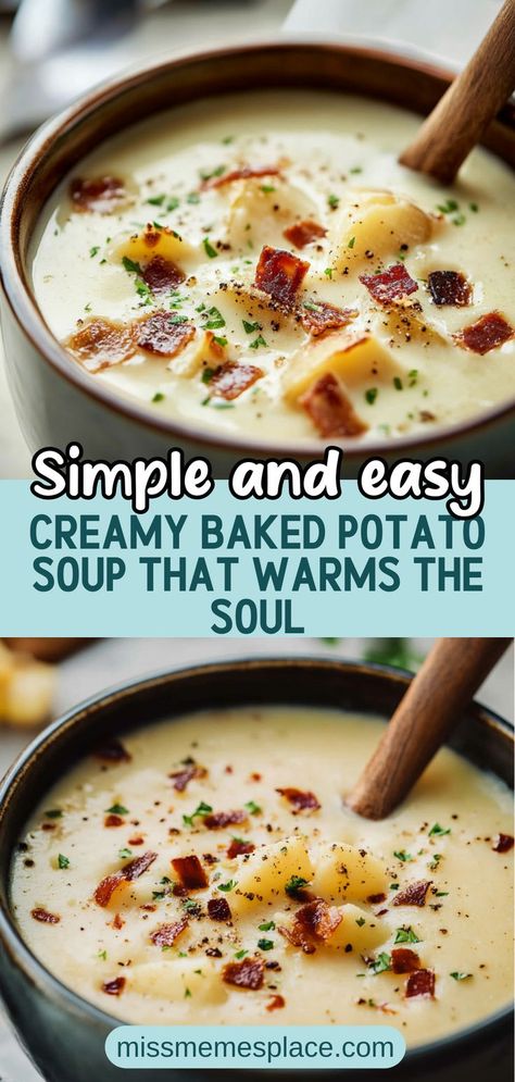 Soup Baked Potato, Easy Cheap Potato Soup, Thick Loaded Baked Potato Soup, Simple Baked Potato Soup, Loaded Baked Potato Soup Insta Pot, Bake Potatoes Soup In Crock Pot, Potato Soup With Milk And Butter, White Cheddar Potato Soup, Black Angus Baked Potato Soup