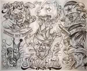 Tattoo Flash By Boog 191  Hawaii Dermatology Boogstar Tattoo Designs, Boog Tattoo Design, Boog Tattoo Art, Boog Star, Boog Tattoo, Gangsta Tattoos, Clown Tattoo, Money Tattoo, Prison Art