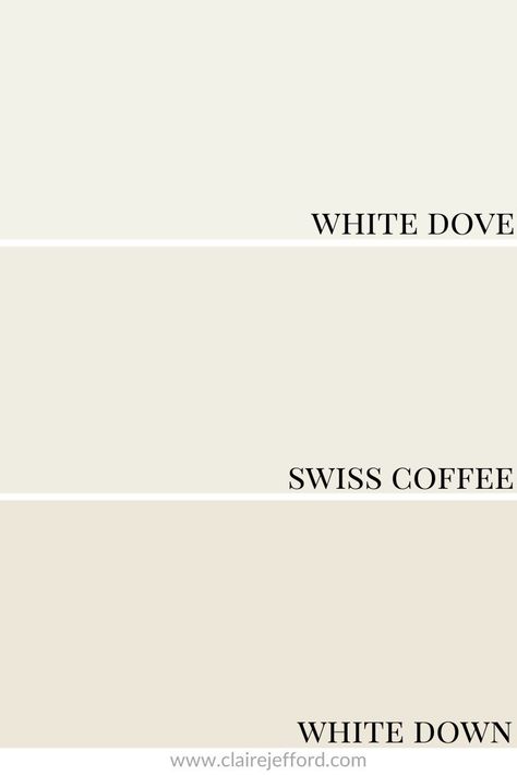 Swiss Coffee Paint Benjamin Moore, Benjamin Moore Swiss Coffee Bedroom, Swiss Coffee 75% Benjamin Moore, Benjamin Moore Swiss Coffee Cabinets, Swiss Coffee Bathroom, Swiss Coffee Exterior Paint, White Down Benjamin Moore, Paint Color Swiss Coffee, Swiss Coffee Exterior