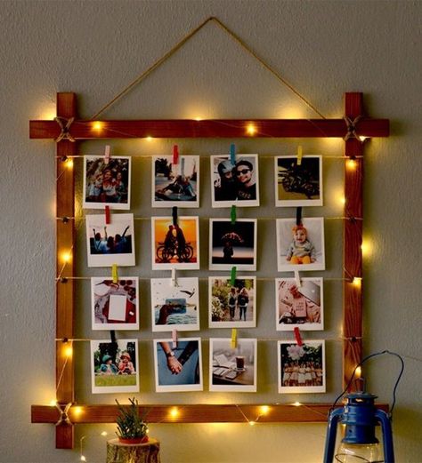 Diy Photo Wall, Photo Frame Crafts, Diy Wall Decor For Bedroom, Indian Room Decor, Diy Photo Frames, Picture Frame Decor, Diy Crafts Hacks, Easy Diy Art, Diy Crafts For Home Decor