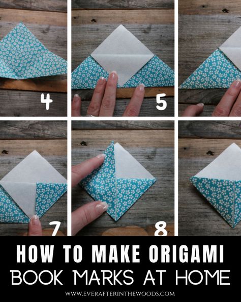 How To Fold A Bookmark, How To Fold A Corner Bookmark, Homemade Corner Bookmarks, Origami Paper Bookmark, Origami Easy Bookmark, Diy Corner Bookmarks Tutorials, Bookmark Diy Origami, Easy Paper Bookmarks, Handmade Corner Bookmarks