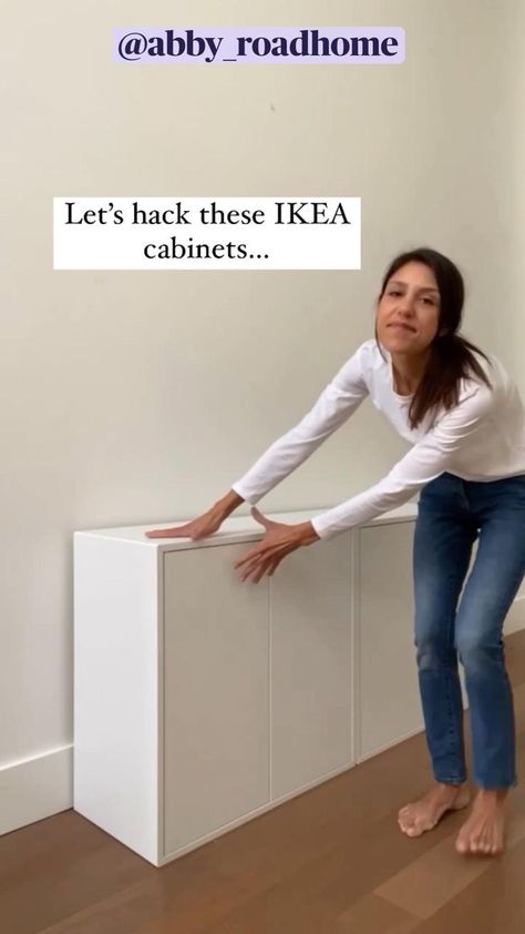 IKEA HACK!!! High end look for less using pole wrap & IKEA EKET cabinet. @abby_roadhome Instagram | Diy furniture renovation, Ikea furniture, Ikea hack Ikea Flip, Eket Cabinet, Fluted Cabinet, Apartment Hallway, Cabinet Hack, Ikea Eket, Pole Wrap, Ikea Desk Hack, Home Ikea