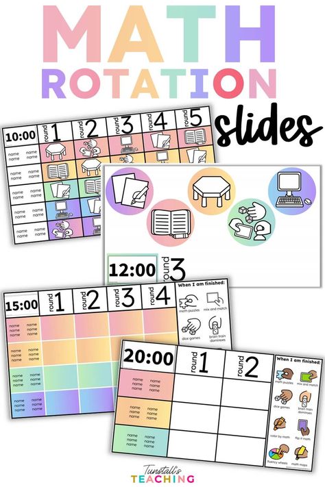 Math Rotation Slides and Schedules for Small Group Instruction Small Group Rotation Slides, Math Rotations 2nd, Kindergarten Small Groups, Top Teacher, Phonics Spelling, Math Rotations, Monthly Activities, Reading Phonics, Choice Boards