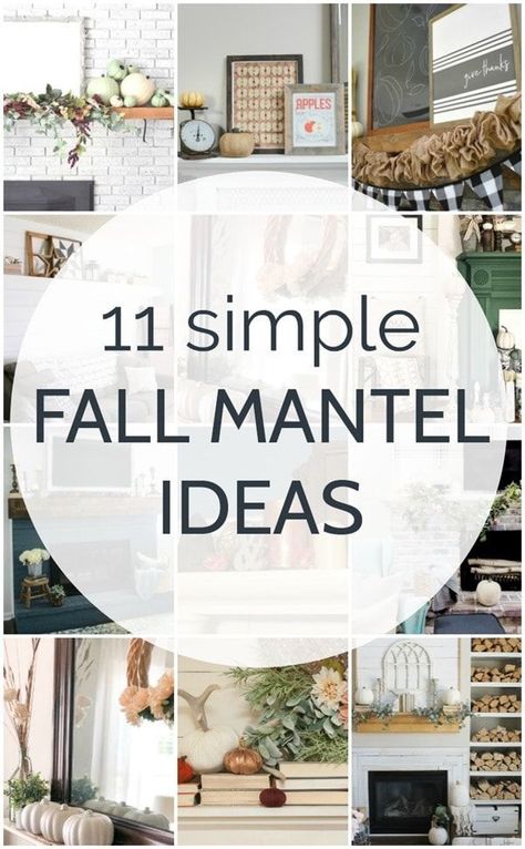 11 simple fall mantel ideas that you can recreate using mostly things you already own. Simple Fall Decor For Mantel, Fall Decor Mantle Simple, Halloween Decorations Mantle With Tv, Fall Fireplace Decor Mantles Farmhouse, Simple Fall Fireplace Decor, Simple Fall Mantel Decorating Ideas, Autumn Mantle Decor, Fall Mantel Decorating Ideas Fire Places, Simple Fall Mantel Decor