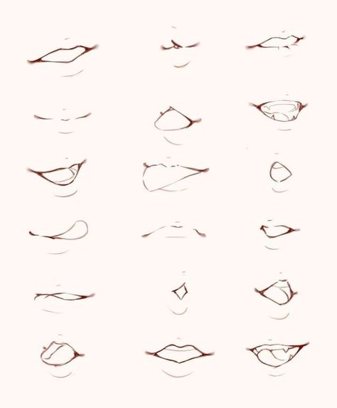 Mouth Inspo Drawing, Drawing Mouths Step By Step, How To Draw Mouth Expressions, How To Draw An Open Mouth, Smirk Mouth Drawing, Mouth Art Styles, Female Mouth Drawing Reference, How To Draw Tongue Sticking Out, Drawing Reference Mouth