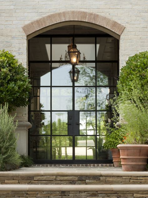 Classic Architecture - McKinney TX - Portella French Doors Bedroom, Double Door Entryway, Porte In Ferro, Steel Doors And Windows, Metal Front Door, Double Front Doors, French Doors Patio, Door Entryway, Exterior Front Doors